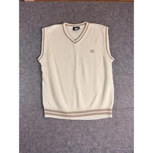 Vintage Southpole Sweater Vest Mens L Cream Beige Pullover V Neck Preppy Y2K